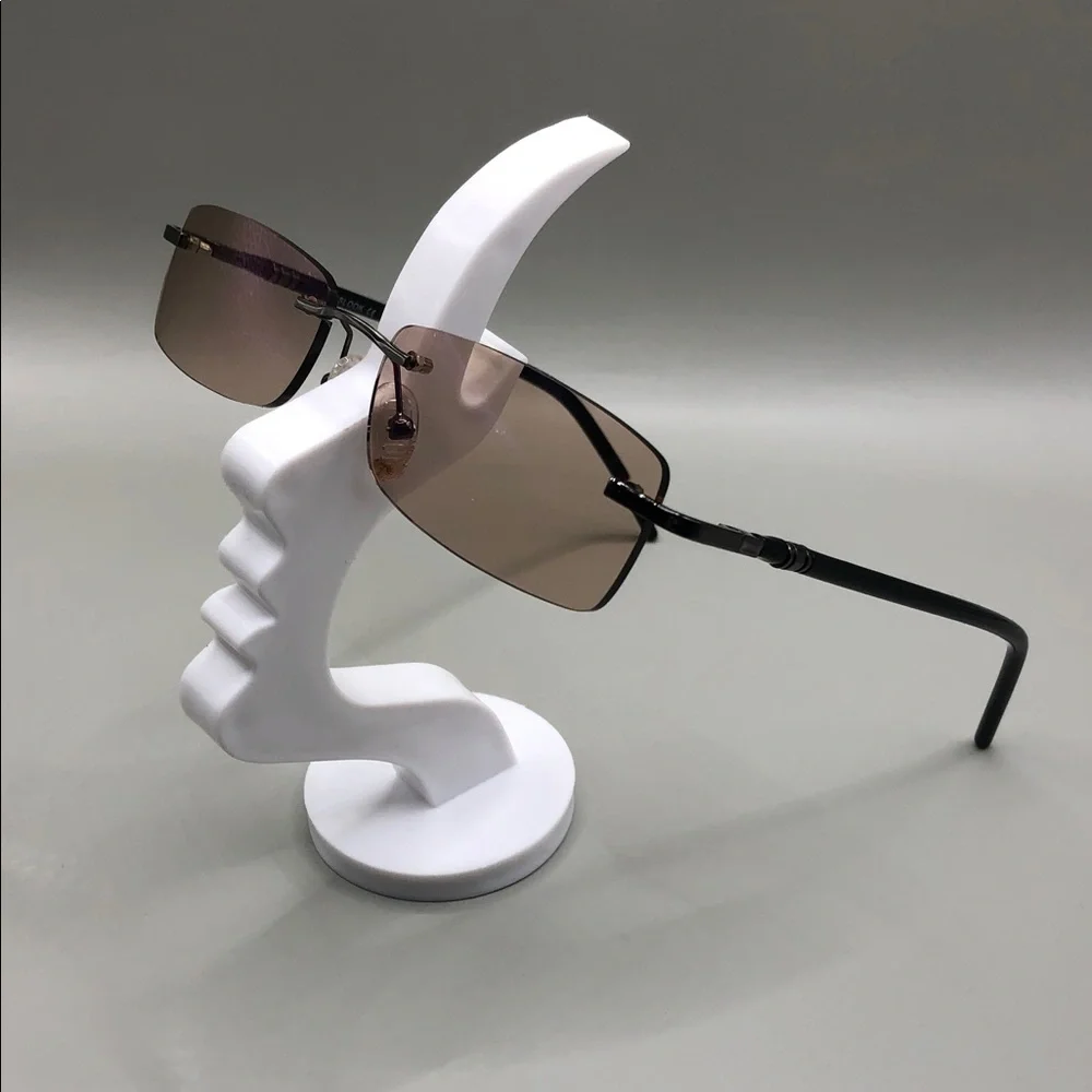 YesGlasses YesLook Black Metal Rectangle Rimless Tinted Sleek Sunglasses Mast